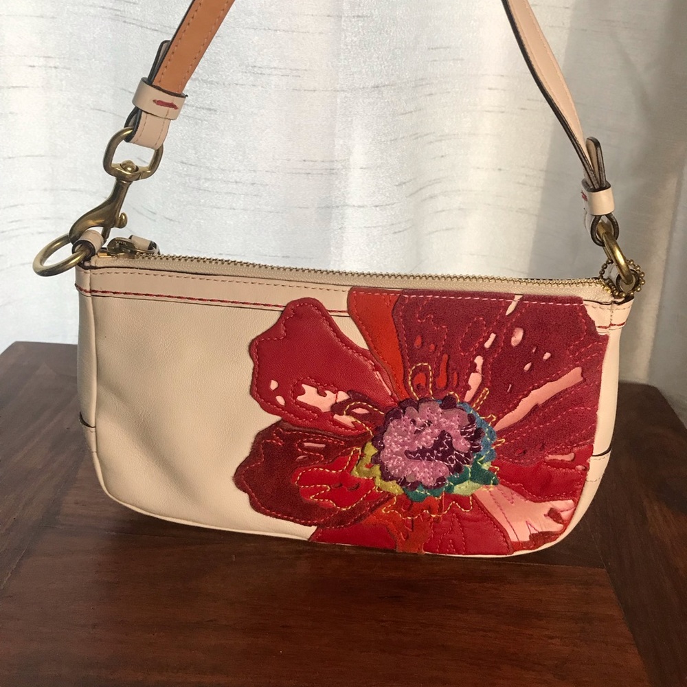 Coach Beautiful Leather Suede Floral Handbag